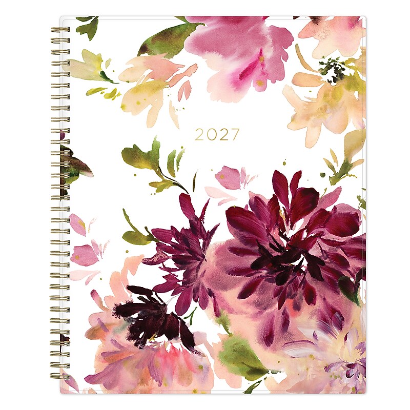 2027 Blue Sky Kelly Ventura Summer Dahlias Raspberry 8.5" x 11" Calendar Year Weekly & Monthly Standard Planner, Plastic Cover image 1