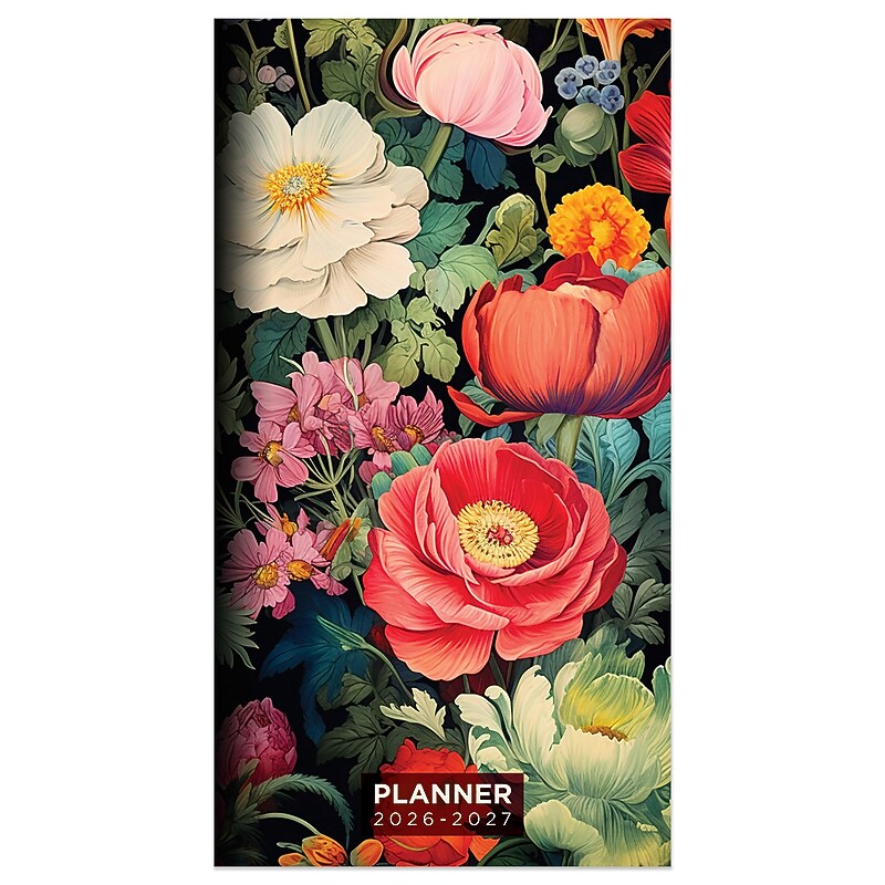 2026-2027 TF Publishing Vintage Blooms 3.5" x 6.5" Calendar Year Monthly Planner, Paperboard Cover, Multicolored (26-7036) image 1
