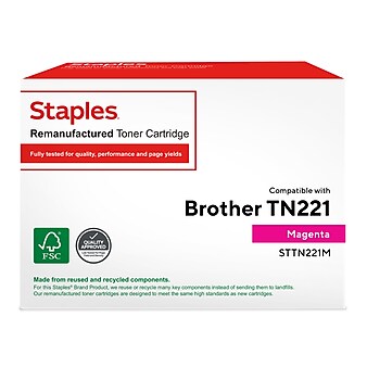 Staples Remanufactured Magenta Standard Yield Toner Cartridge Replacement for Brother TN221M (TRTN221M/STTN221M)