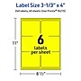 Avery Laser/Inkjet Multipurpose Rectangle Labels, 3-1/3" x 4", Neon Yellow, 240/Pack (94215)~#|#~29996D39-F8EC-44F3-8C6F436A69A1E784_sc7