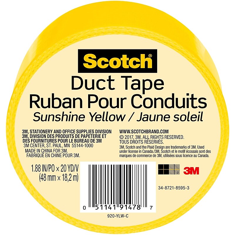 Scotch Duct Tape, 1.88" x 20 yds., Yellow (920-YLW-C) image 1