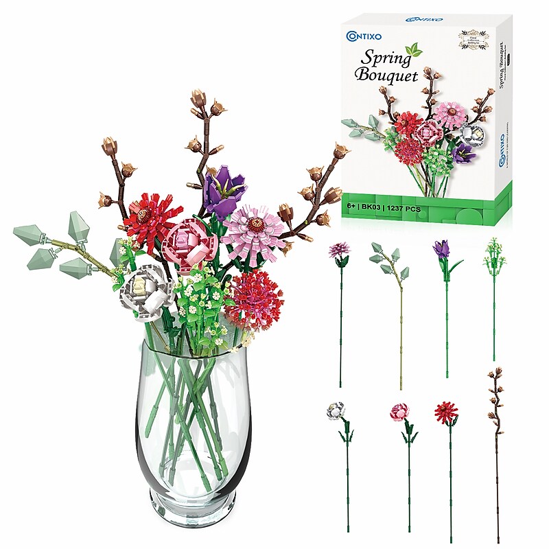 Contixo BK03 Spring Bouquet Floral Collection Building Block Set, 1,237 Pieces (CNXBK03) image 1
