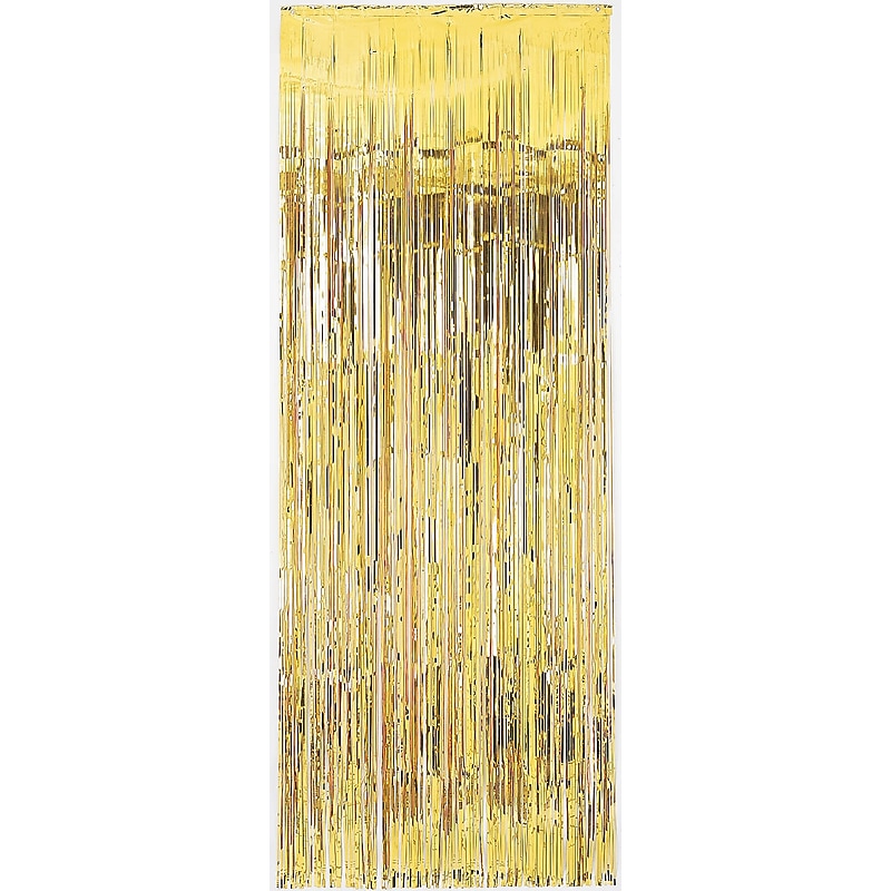Party City Foil Fringe Curtain, Gold (AM24200-19-NS) image 1