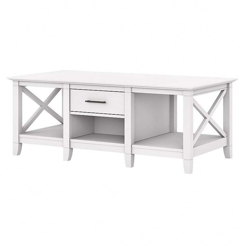 Bush Furniture Key West 47" x 24" Coffee Table, Pure White Oak (KWT148WT-03) image 1