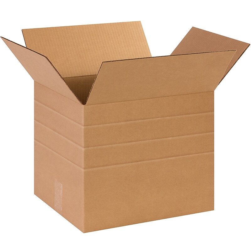 14" x 12" x 12" Multi-Depth Shipping Boxes, 25/Pack (MD141212) image 1
