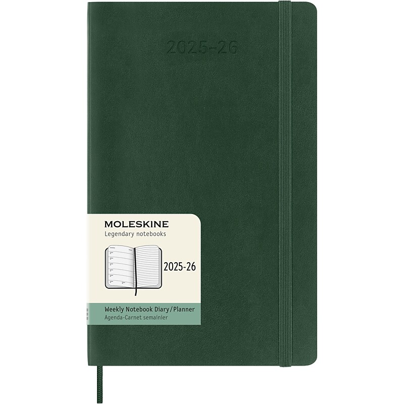 2025-2026 Moleskine Planners 5" x 8.25" Academic Weekly Planner, Leather Cover, Myrtle Green (DSK1518WN3Y26) image 1
