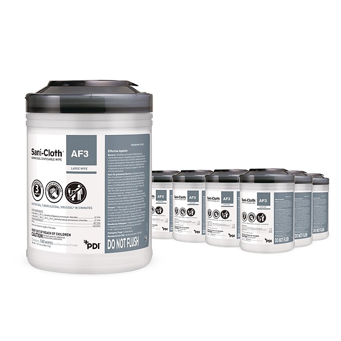 PDI Sani-Cloth AF3 Disinfecting Wipes, 160 Wipes/Container, 12
