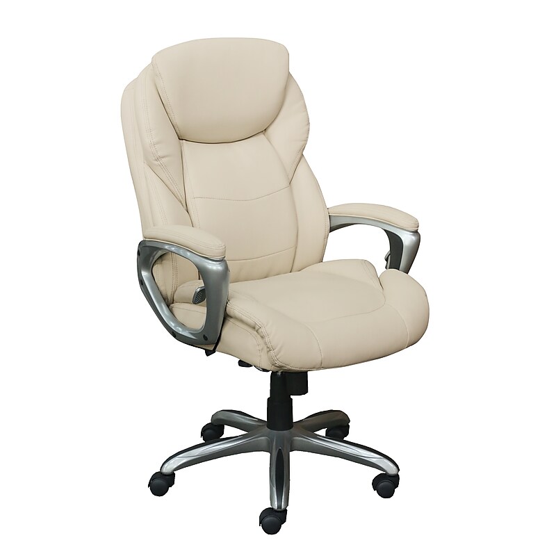Serta Works My Fit Ergonomic Bonded Leather Swivel Executive Chair, Ivory (48098A) image 1