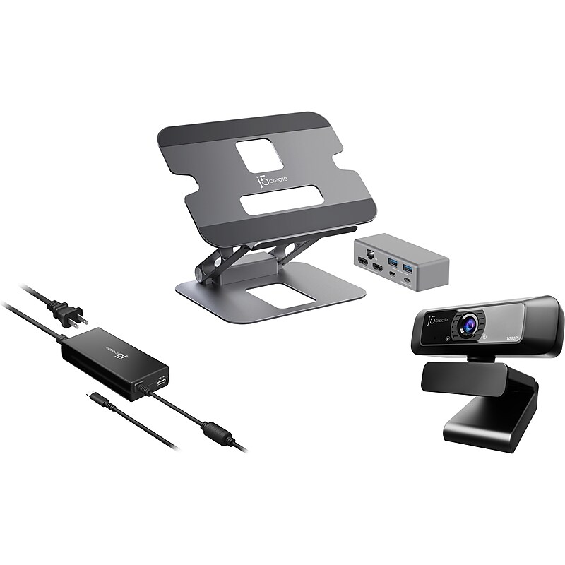 j5create 8.9" x 2.08" Aluminum Multi-Angle Dual-HDMI Docking Stand, Space Gray (JTS427) image 1