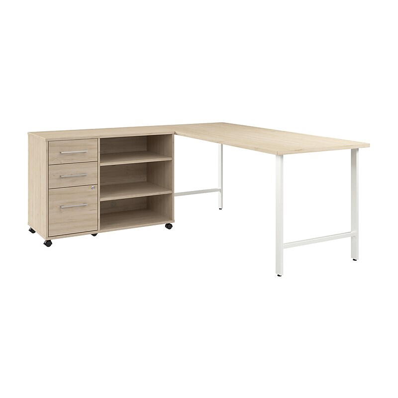 Bush Business Furniture Hustle 72"W Computer Desk and Storage Cabinet with Drawers and Shelves, Natural Elm (HUS010NE) image 1