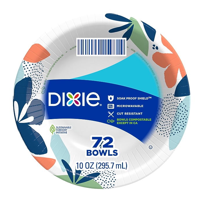 Dixie Paper Bowl, 10 oz., White, 72 Bowls/Pack (15981) | Staples