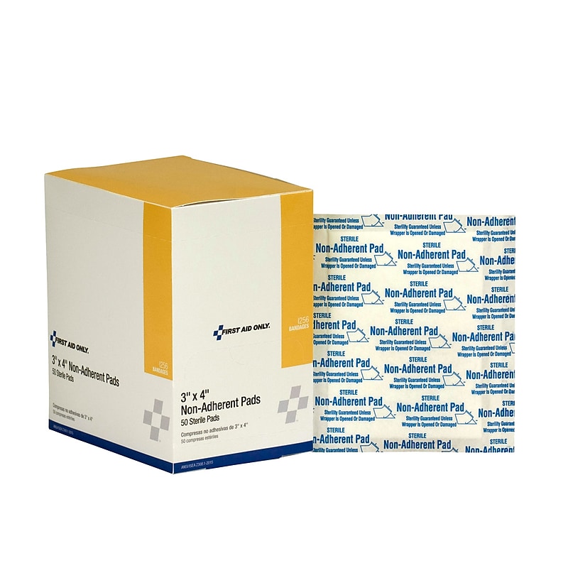 First Aid Only Non-Stick Pad, 3" x 4", 50/Box (I256) image 1