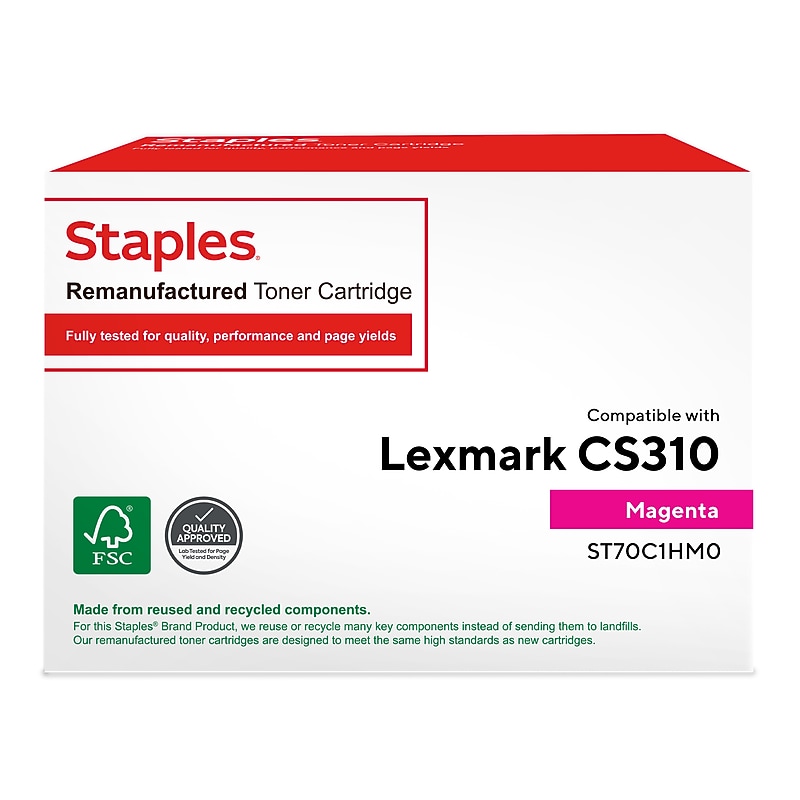 Staples Remanufactured Magenta High Yield Toner Cartridge Replacement for Lexmark 701HM (TR70C1HM0/ST70C1HM0) image 1