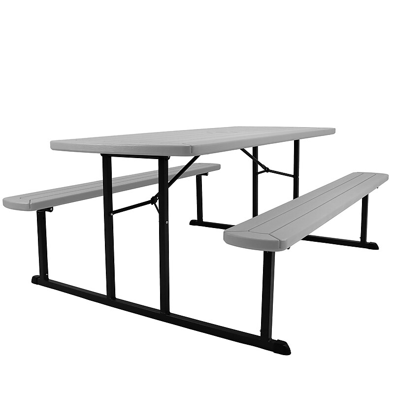 National Public Seating BMPT Series 30" x 72" Heavy Duty Picnic Folding Table, Grey (BMPT3072-BK02) image 1