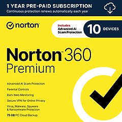 Norton - Norton360デラックス Norton 360 Deluxe 5 Devices 1 Year Subscription | BJ's