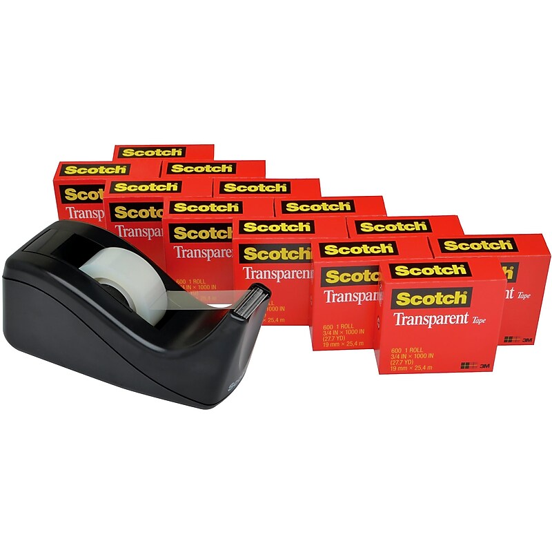 Scotch Transparent Clear Tape Refill, 0.75" x 27.77 yds., 1" Core, Clear, 12 Rolls/Pack (600K-C60) image 1