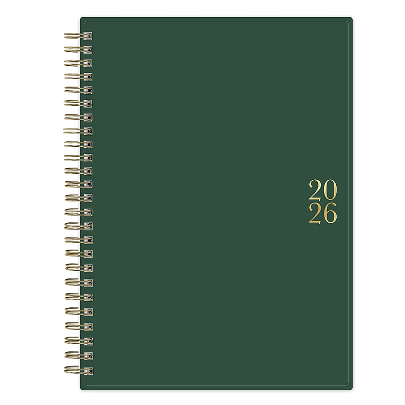 2026 Blue Sky 5.875" x 8.625"  Weekly & Monthly Planner, Plastic Cover, Deep Forest Green (155587) image 1