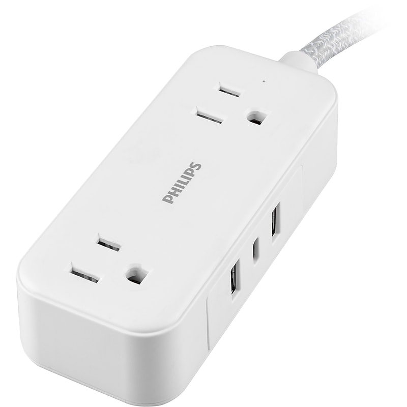 Philips 6' Indoor/Outdoor Extension Cord, 2-Outlet, 16 AWG, White (SPS3355GW/37) image 1