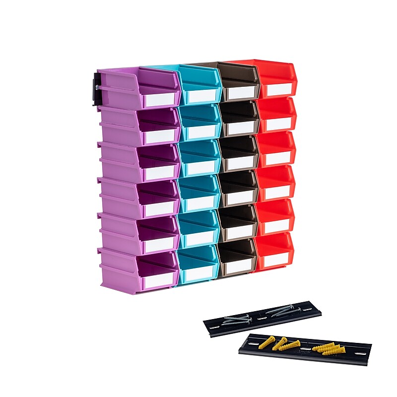 Triton Products LocBin Stackable Storage Bin, 3" x 4.12"x 5.37", Multicolor, 24/Pack (3-210MCWS) image 1