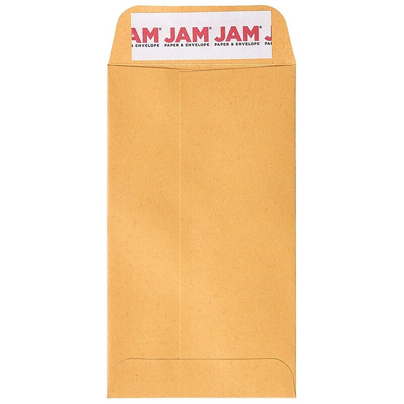 JAM Paper Self Seal #5 1/2 Coin Business Envelopes, 3 1/8" x 5 1/2", Brown Kraft Manila, 100/Pack (400238462D) image 1