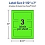 Avery Rectangle Multipurpose Labels, 2.5" x 7", Neon Green, 60/Pack (94247)~#|#~2A1FE11D-A08A-4076-844530520799A579_sc7