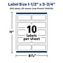 Avery Laser/Inkjet Rectangle Multipurpose Labels, 1-1/2" x 3-3/4", Clear, 250/Pack (94205)~#|#~2A2D9133-333A-44BB-BD7BE2349291ECE5_sc7