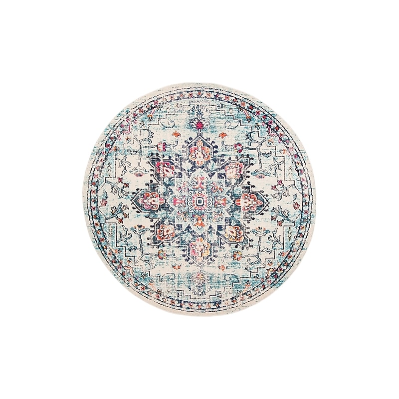 Safavieh Madison Collection 4' Round Indoor Area Rug, Machine Made, Cream/Blue (MAD473B-4R) image 1