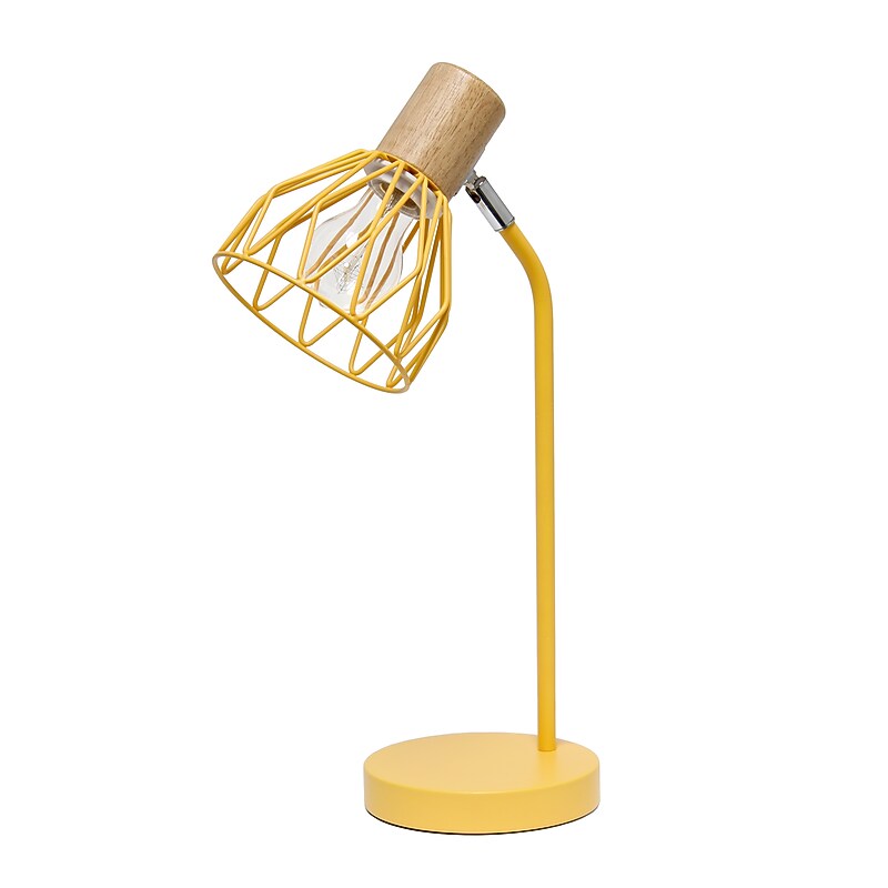Simple Designs Farmhouse Fusion LED Desk Lamp, 18.19", Yellow Iron (LD2022-YLW) image 1