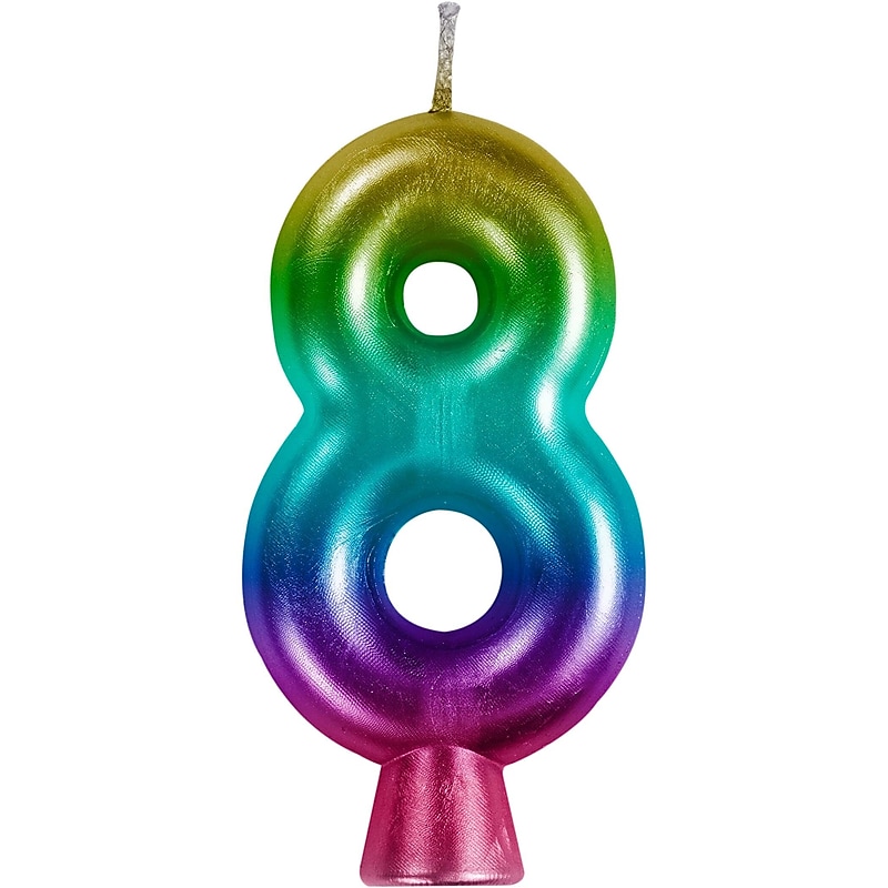 Creative Converting Metallic 8 Birthday Candles, Rainbow, 12/Pack (365112) image 1