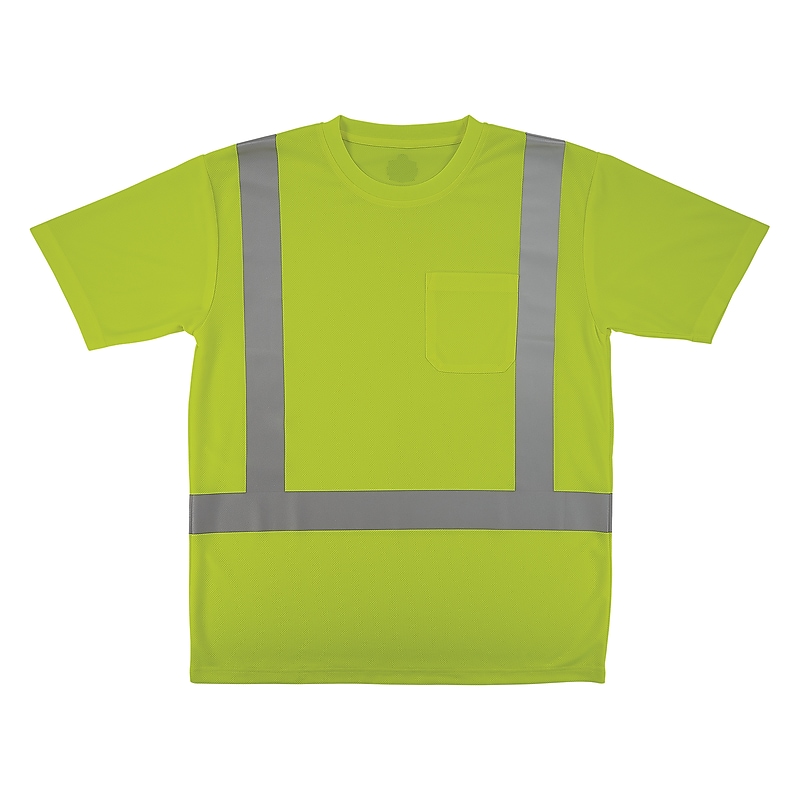 GloWear 8282 High Visibility Short Sleeve T-Shirt, ANSI Type R Class 2, Lime, Large (21834) image 1