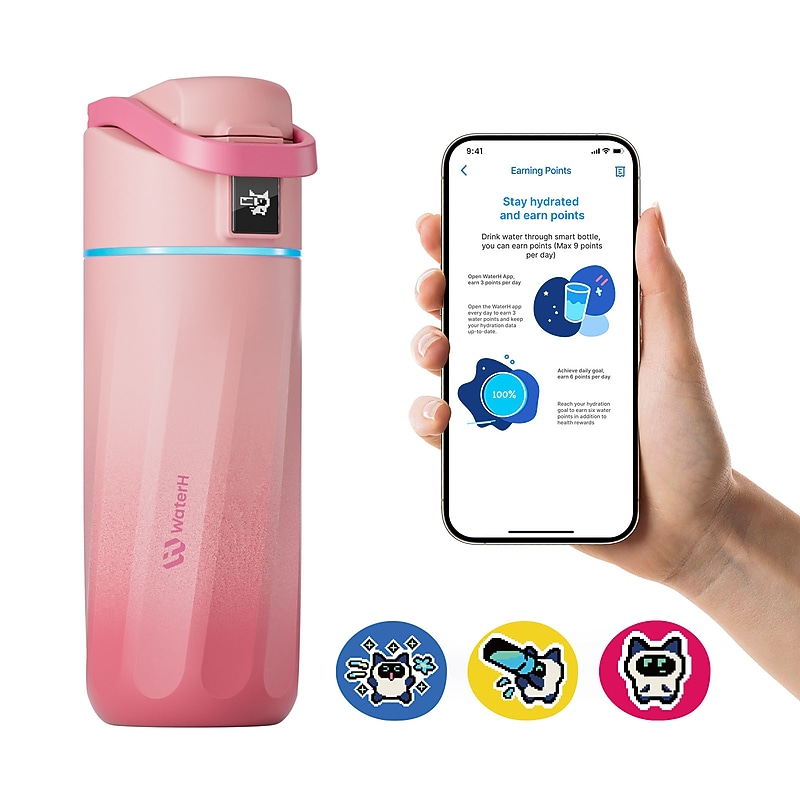 WaterH Boost Stainless Steel Vacuum Insulated Water Bottle, 16 oz., Pink (B003-MA-16oz-GRP-NA-WH) image 1