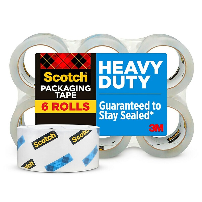 Scotch Heavy Duty Packing Tape, 1.88" x 54.6 yds., Clear, 6/Pack (38506) image 1
