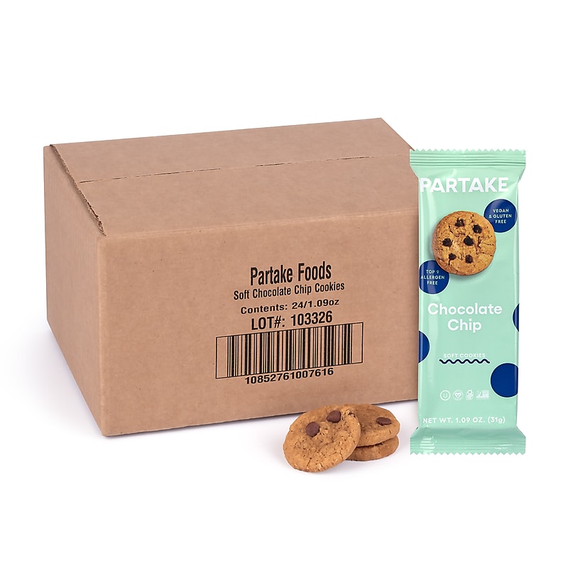 Partake Gluten Free Soft Chocolate Chip Cookie Snack Pack, 1.09 oz., 24/Pack (220-02418) image 1