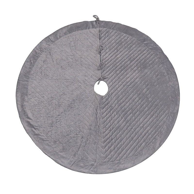 National Tree Company 60” HGTV Home Collection Quilted Velvet Tree Skirt, Silver (DD94-TDD1242SL) image 1