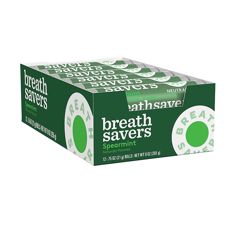 Breath Savers Spearmint Sugar Free Breath Mints Rolls, 0.75 oz., 24/Box (HEC71433) image 1