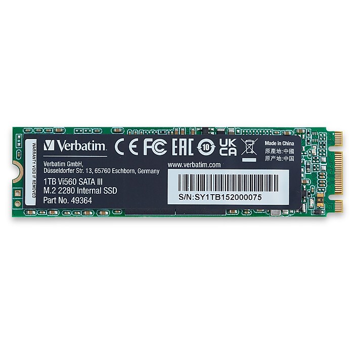 新品 Verbatim SATAIII M.2 2280 Vi560 1TB Verbatim Vi560 SATA III M.2 1TB M.2 SATA III Internal Solid State