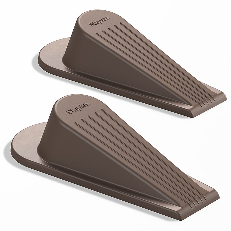 Staples Large Rubber Door Stops, Brown, 2/Pack (ST62712) image 1