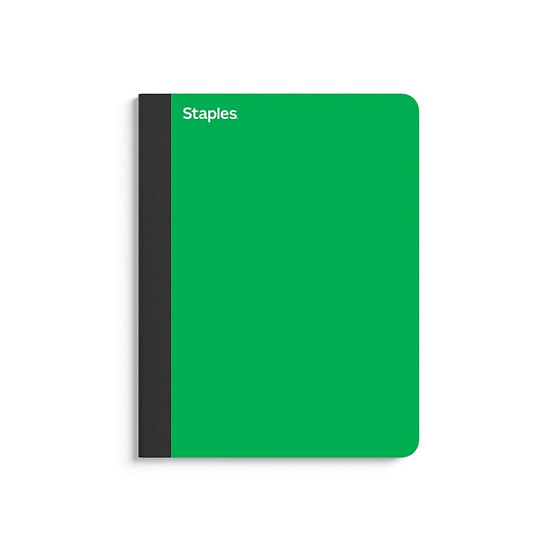 Staples Premium Composition Notebook, 7.5" x 9.75", College Ruled, 100 Sheets, Green (TR58345) image 1