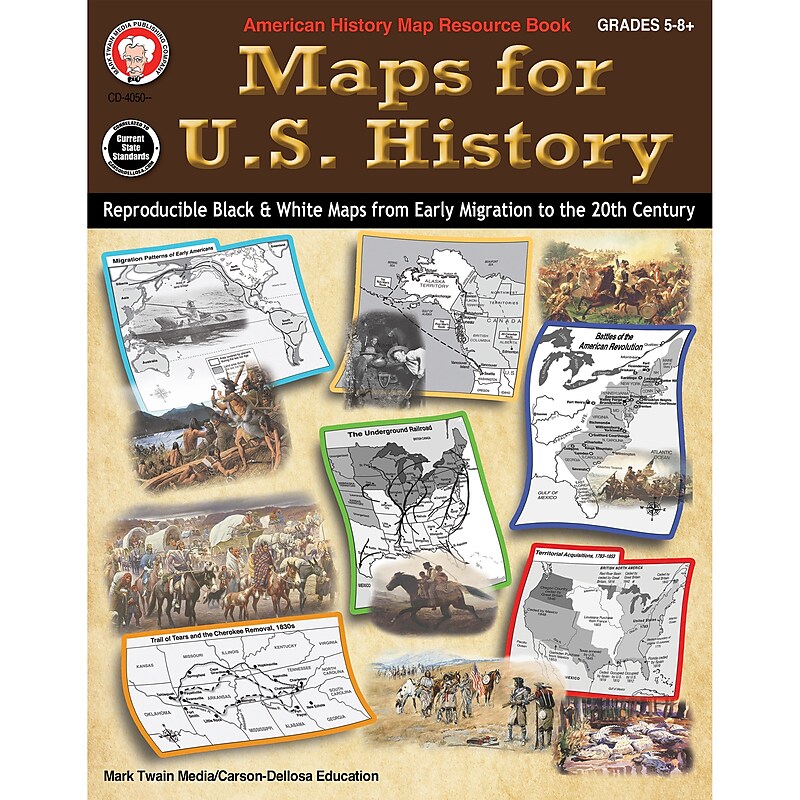 Carson Dellosa Mark Twain Maps for U.S. History Workbook image 1