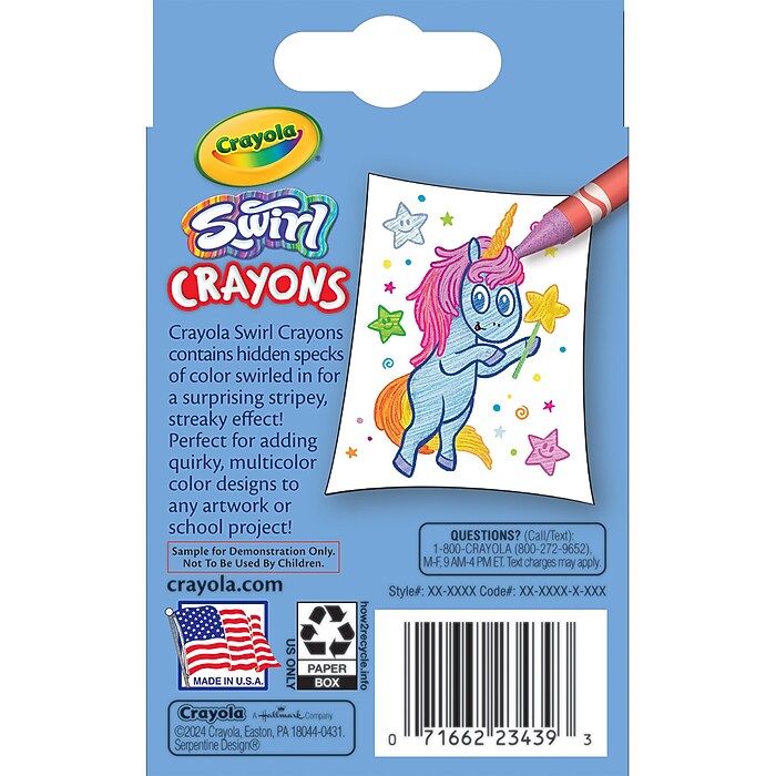 Crayola Swirl Crayons, Assorted Colors, 24/Pack, 6 Packs/Bundle
