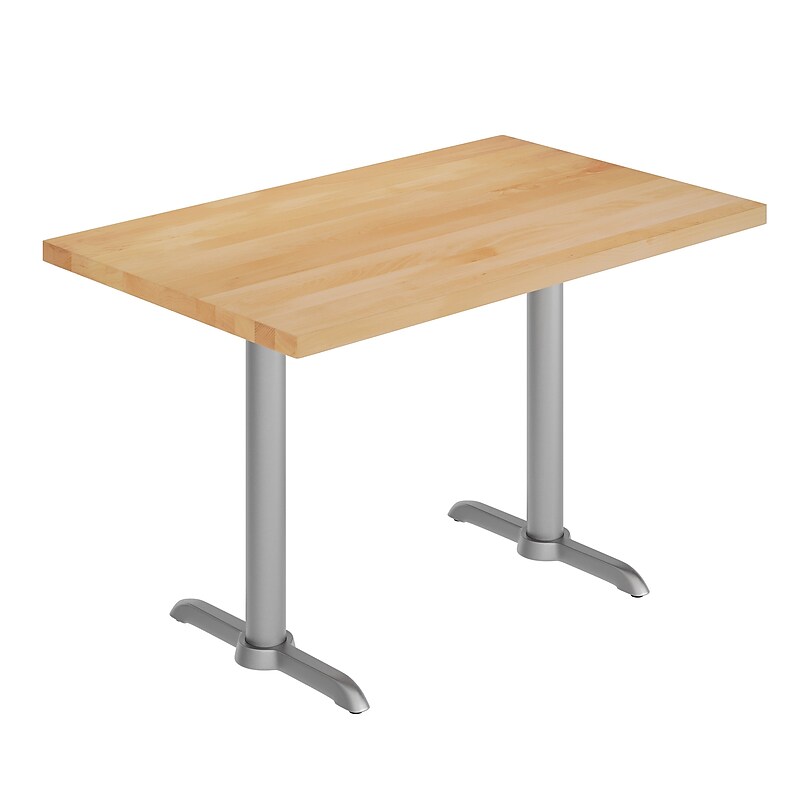 Flash Furniture Bennett Wooden Commercial Indoor Table, 48" x 30", Natural Top/Silver Base (GSF3048NTT0522S) image 1