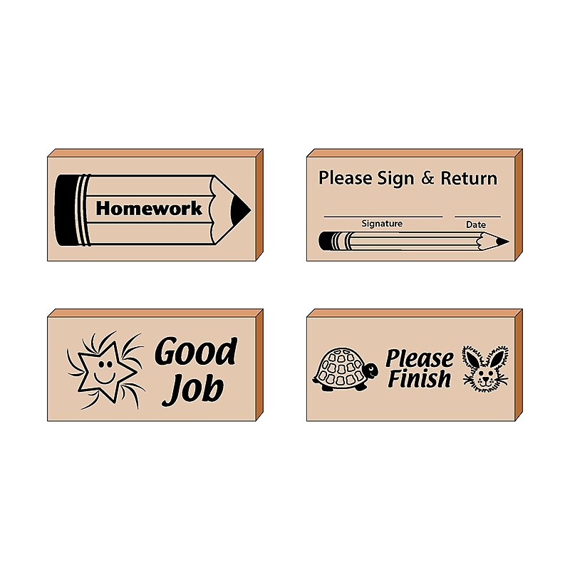 Creative Shapes Etc. Teachers Helper Stamps, 1.25" x 2.5", Multicolored, 4/Set (SE-2071) image 1