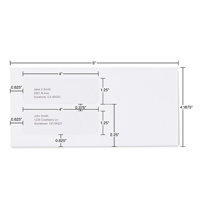 Staples Laser Forms Double Window Envelopes, Wove White, 500/Box
