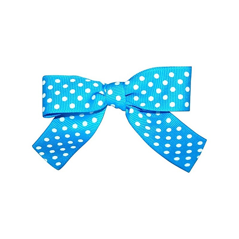 JAM Paper Grosgrain Bows, Turquoise/White, 100/Pack (52640349343) image 1