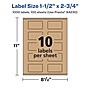 Avery Laser/Inkjet Multipurpose Labels, 2.75" x ", Kraft Brown, 1000/Box (94230)~#|#~2A7BCF0C-987C-47A0-910C63EB844D9FA0_sc7