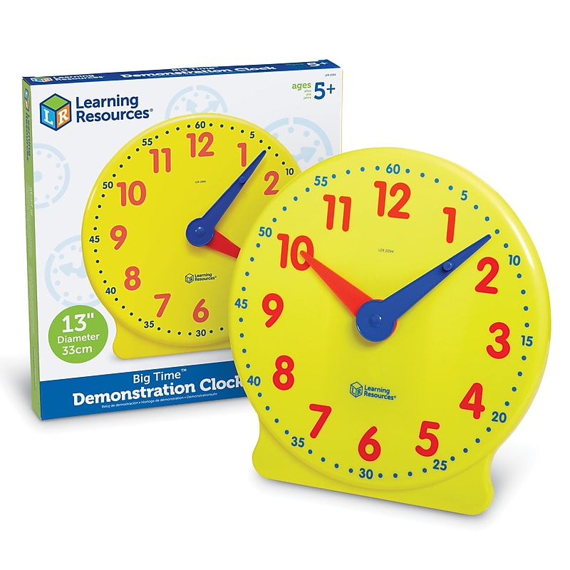 Learning Resources Big Time Learning Clock, 12-Hour Demonstration Clock, Multicolored (LER2094) image 1