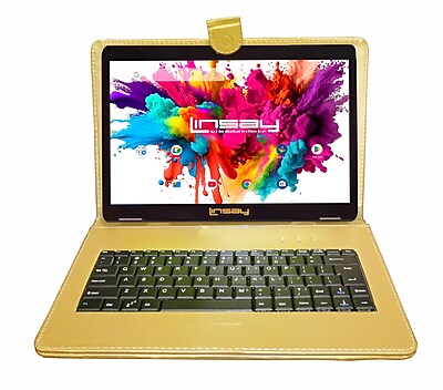Linsay Octa Core 10.1″ Tablet, 128GB Storage, Android 15, Bundled with Golden Keyboard and Stylus Pen (F10IPGBDG) Sansujyuku sansujyuku.com