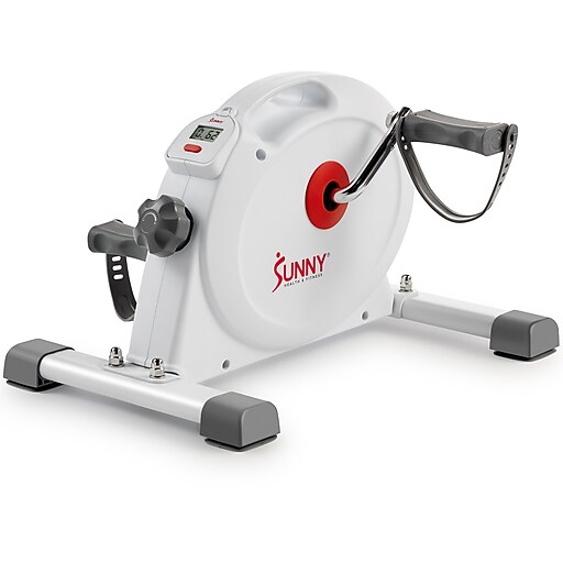 Sunny Health & Fitness Under Desk Smart Mini Exercise Bike, White
