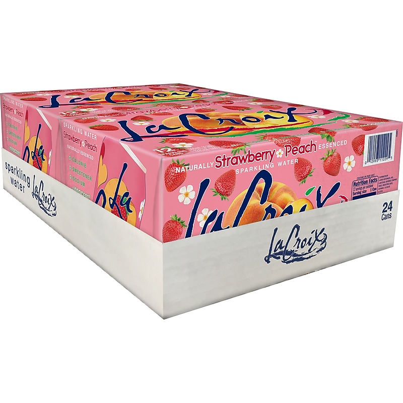 Lacroix Strawberry Peach Flavored Sparkling Seltzer Water, 12 fl. oz., 12 Cans/Pack, 2 Packs/Box (15021880) image 1