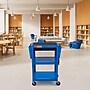 Luxor LEADER 3-Shelf Adjustable Media Utility Cart with Pullout Tray & Drop Leaf Shelves, Blue (UCMT1KBDL-RB)~#|#~2A894F36-A566-4CD9-A9C68A145BCA6D6E_sc7